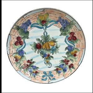Vintage TOYO Decorative Plate Fruit Pattern 8” Round Chinoiserie